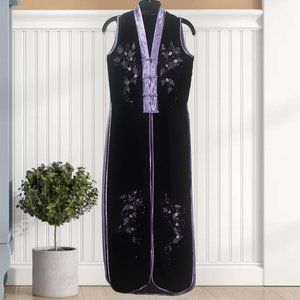 💞 Silver Dragon | Sheer Embroidered Sleeveless Maxi Cover-Up Dress